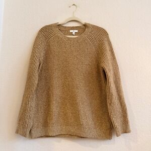 BP. Womens Camel Brown Shaker Rib Knit Raglan Crew Neck Pullover Sweater Small